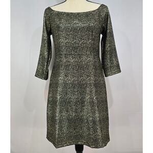 Gianni Bini GB Black Gold Speckle Off-the-Shoulder Cocktail Party Dress L